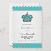 シルバーティール(緑がかった色)ブループリンスベビーシャワー 招待状 (裏面)