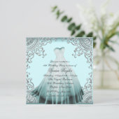 シルバーティール（緑がかった色）ブルーSweet sixteenバースデーパーティー 招待状 (スタンド正面)