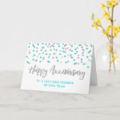 シルバーティール（緑がかった色）紙吹雪従業員記念日カード カード (黄色い花)