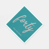 シルバーティール(緑がかった色)40バースデーパーティーグリッター"40" スタンダードランチョンナプキン (角)