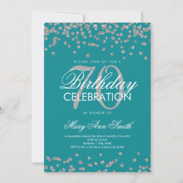 シルバーティール（緑がかった色）70thバースデーパーティーグリッター紙吹雪 招待状