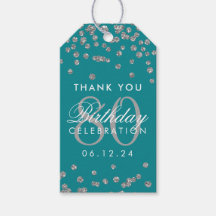 シルバーティール（緑がかった色）80誕生日サンキューユーグリッター