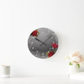 シルバーデアソイファンシーティブヴィンテージレッドローズ ラウンド壁時計 (ホーム)