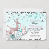 シルバーディアウィンターワンダーランド1歳の誕生日パーティー 招待状 (正面)