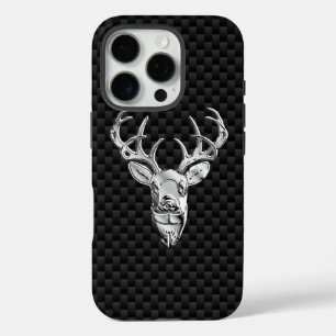 シルバーディアヘッドオン炭素繊維スタイルプリント iPhone 16 PROケース