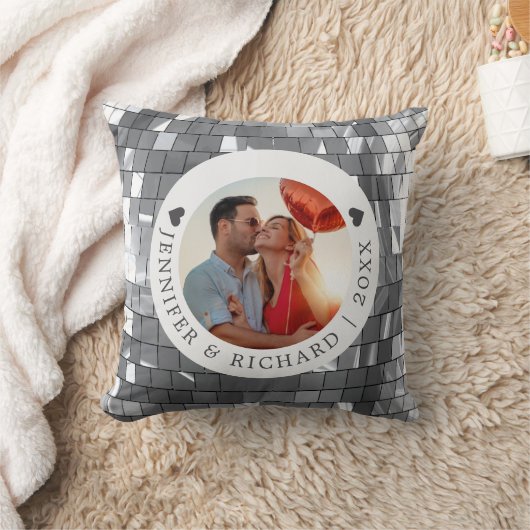 シルバーディスコのバレンタインデーと写真と文字 クッション