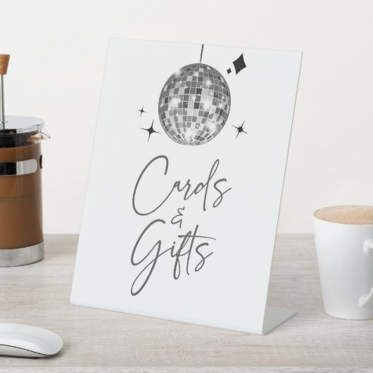 シルバーディスコのボールのサインとギフトサイン 台座サイン (インサイチュ)