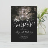 シルバーディスコのボール誕生日サプライズモダンパーティー 招待状 (スタンド正面)