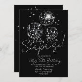 シルバーディスコパーティーモダンサプライズ誕生日パーティー 招待状 (正面/裏面)