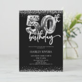 シルバーディスコボールグリッター50thバースデーパーティー 招待状 (スタンド正面)