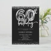 シルバーディスコボールグリッター60thバースデーパーティー 招待状 (スタンド正面)