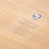 シルバーディスコボールスパークルブライダルシャワー アクリル招待状 (レイダウン)