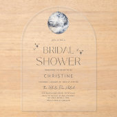 シルバーディスコボールスパークルブライダルシャワー アクリル招待状 (正面)