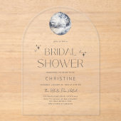 シルバーディスコボールスパークル ブライダルシャワー アクリル招待状 (正面)