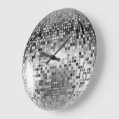 シルバーディスコボールパーティーグラマー ラージ壁時計 (傾斜)
