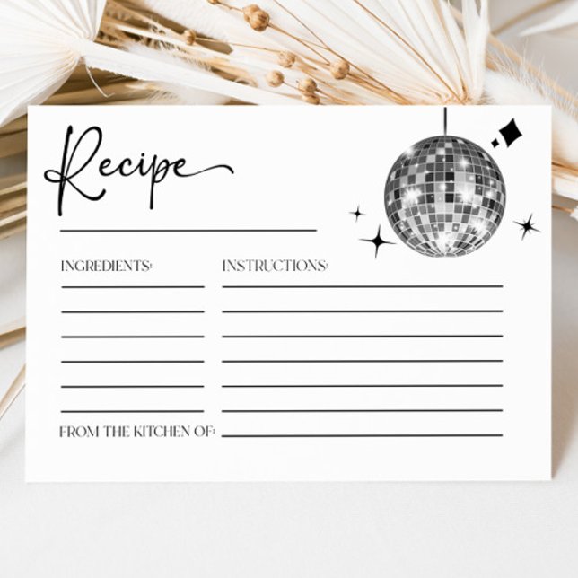 シルバーディスコボールブライダルシャワーレシピカード (クリエイターアップロード済み)