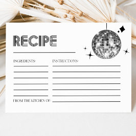 シルバーディスコボールブライダルシャワーレシピカード