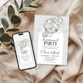 シルバーディスコボールベビーズブレス婚約パーティ 招待状