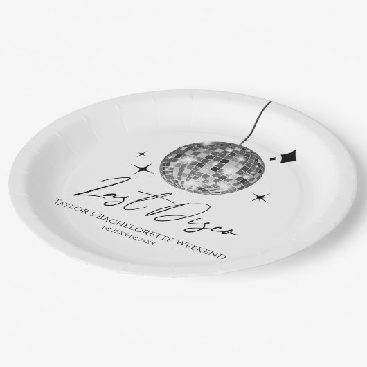 シルバーディスコボールラストディスコ独身最後のパーティー ペーパープレート (アングル)