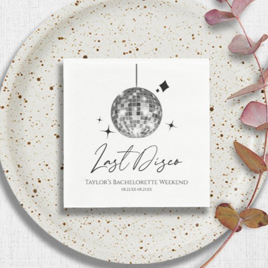 シルバーディスコボールラストディスコ独身最後の夜 スタンダードランチョンナプキン