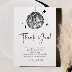 シルバーディスコボールレッツディスコ誕生日パーティー サンキューカード