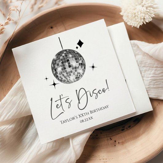 シルバーディスコボールレッツディスコ誕生日パーティー スタンダードランチョンナプキン