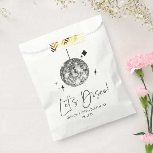 シルバーディスコボールレッツディスコ誕生日パーティー フェイバーバッグ (封をした状態)