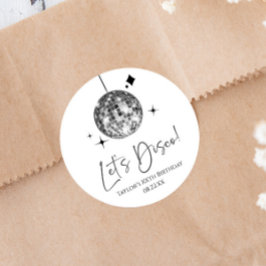 シルバーディスコボールレッツディスコ誕生日パーティー ラウンドシール