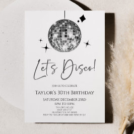 シルバーディスコボールレッツディスコ誕生日パーティー 招待状