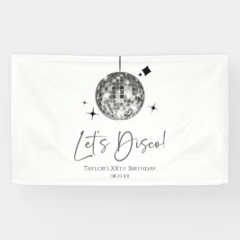 シルバーディスコボールレッツディスコ誕生日パーティー 横断幕