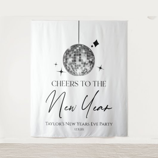 シルバーディスコボール応援ニューイヤーイブパーティー タペストリー (正面)