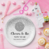 シルバーディスコボール応援ニューイヤーイブパーティー ペーパープレート (パーティー)