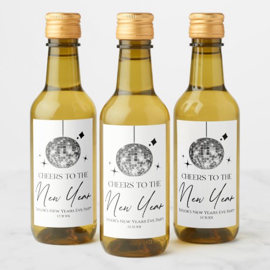 シルバーディスコボール応援ニューイヤーイブパーティー ワインラベル (ボトル)