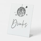 シルバーディスコボール飲料テーブルサイン 台座サイン (正面)