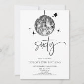 シルバーディスコボール60歳の誕生日パーティー 招待状 (正面)