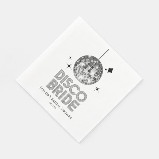 シルバーディスコボール ディスコブライド ブライズシャワー スタンダードランチョンナプキン (角)