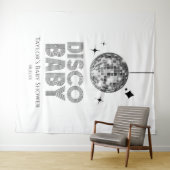 シルバーディスコボール「ディスコベビー」ベビーシャワー タペストリー (インサイチュ(横))