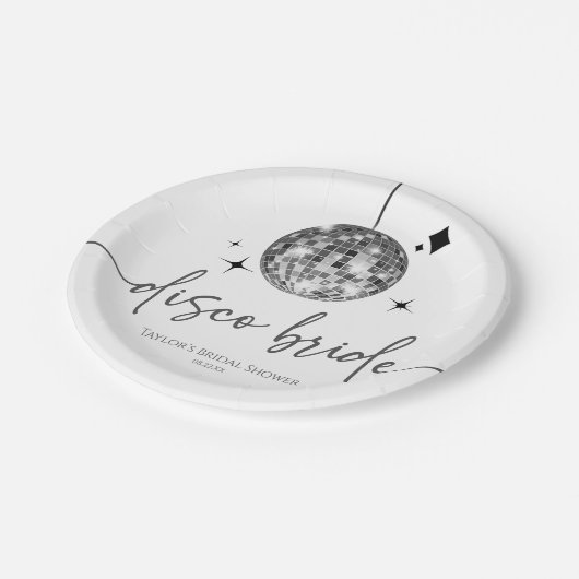 シルバーディスコボール ディスコ花嫁 ブライズシャワー ペーパープレート (アングル)