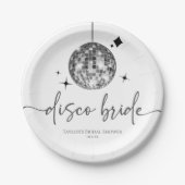 シルバーディスコボール ディスコ花嫁 ブライダルシャワー ペーパープレート (正面)