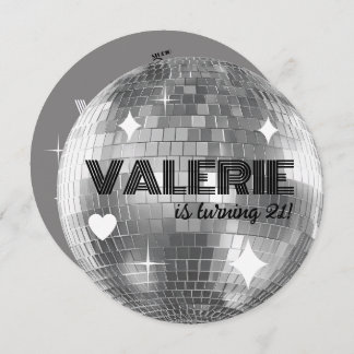 シルバーディスコボール ハッピーバースデー招待状 招待状