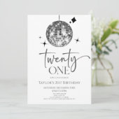シルバーディスコボール 21歳の誕生日パーティー 招待状 (スタンド正面)