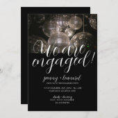 シルバーディスコモダンボール婚約パーティ招待状 招待状 (正面/裏面)