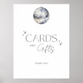 シルバーディスコレトロブライダルシャワーカード及びギフト ポスター (正面)