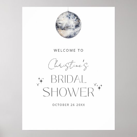 シルバーディスコレトロ踊りブライダルシャワー歓迎 ポスター (正面)