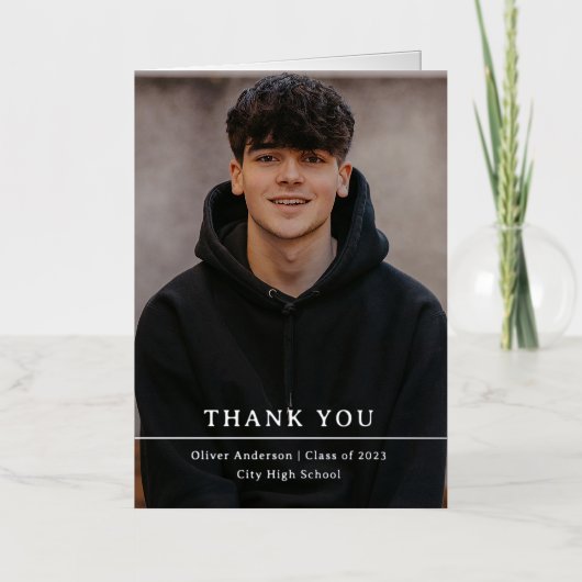 シルバーディバイド |グラッドフォトシンプル文字ありがとう 箔グリーティングカード (正面)