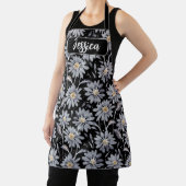 シルバーデイジーオンブラックパーソナライズされた エプロン (インサイチュ)