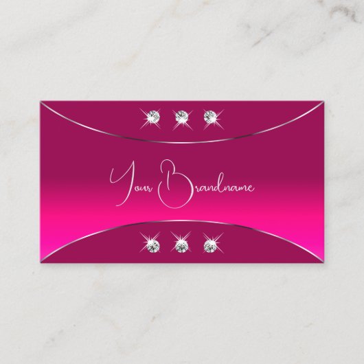 シルバーデコガーリーアとスパークルダイヤモンド付きピンク 名刺 (正面)