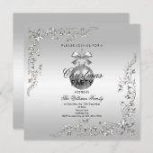 シルバーデコレーションクリスマスバウブルパーティー 招待状 (正面/裏面)