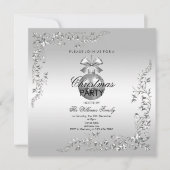 シルバーデコレーションクリスマスバウブルパーティー 招待状 (正面)