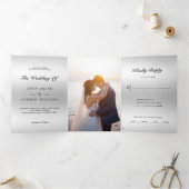 シルバーデコレーションQRコードフォト結婚ズ 三つ折り招待状 (内部)